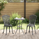 Scaune de grădină 2 buc Negru Aluminiu turnat GartenMobel Dekor