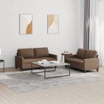 Set de canapele cu perne, 2 piese, maro, textil GartenMobel Dekor