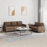 Set de canapele cu perne, 2 piese, maro, textil GartenMobel Dekor