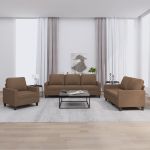 Set de canapele cu perne, 3 piese, maro, textil GartenMobel Dekor