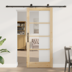 Ușa glisantă  cu set de accesorii 'ORKDAL'din lemn masiv și sticlă, Ușa interioară  cu sticlă 'ORKDAL'86x198.5x4 cm din lemn masiv de pin GartenMobel Dekor