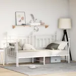 Cadru de pat cu canapea  cu trundle Alb 80x200 cm Oțel GartenMobel Dekor