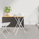 Masă de Bistro Pliabilă Alb Ø50x71 cm Oțel Vopsit GartenMobel Dekor