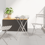 Masă de Bistro Pliabilă Bej Ø50x71 cm din Oțel Vopsit GartenMobel Dekor