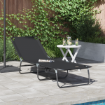 Șezlong pliabil Negru 600D GartenMobel Dekor