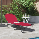 Șezlong pliabil portabil roșu din țesătură Oxford 600D GartenMobel Dekor