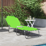 Șezlong pliabil portabil verde din țesătură Oxford 600D GartenMobel Dekor