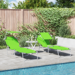 șezlonguri pliabile 2 bucăți cu copertină Verde 600D Oxford Fabric GartenMobel Dekor