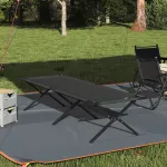 Pat pliabil pentru soare cu geantă de transport Negru 600D Oxford Fabric GartenMobel Dekor