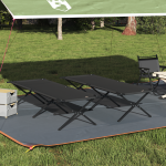 Paturi de soare pliabile 2 pcs cu geantă de transport Negru 600D Oxford GartenMobel Dekor