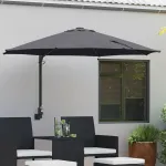 Umbrelă de Grădină Montată pe Perete cu LED-uri Antracit 248 cm GartenMobel Dekor