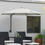 Umbrelă de Grădină Montată pe Perete cu LED-uri Bej 248 cm GartenMobel Dekor