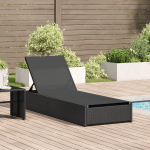 Şezlong  Negru 60x200x27 cm Ratan Poly GartenMobel Dekor