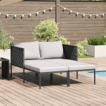 Șezlong  cu perne pentru 2 persoane Anthracite 115x153x69,5 cm Oțel GartenMobel Dekor