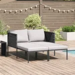 Șezlong  cu perne pentru 2 persoane Anthracite 115x153x69,5 cm Oțel GartenMobel Dekor