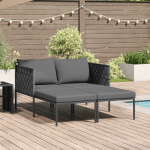 Șezlong  cu perne pentru 2 persoane antracit 115x153x69,5 cm oțel GartenMobel Dekor