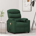Fotoliu de masaj electric, verde închis, material textil GartenMobel Dekor