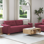 Set de 2 Canapele cu Perne Roșu Vin Material Textil GartenMobel Dekor