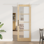 Set de uși glisante  cu accesorii 73.5x198.5 cm Lemn masiv de pin, Ușă interioară  cu sticlă 'ORKDAL'73.5x198.5x4 cm Lemn masiv de pin GartenMobel Dekor