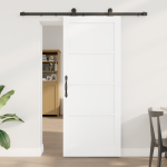 Ușă glisantă  cu set de componente albe 83x202 cm din lemn masiv de pin, Ușă interioară  'ORKDAL'albă 83x202x4 cm din lemn masiv de pin GartenMobel Dekor