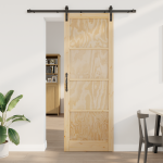 Ușa glisantă  cu set de feronerie 83x232 cm din lemn solid de pin, Ușa interioară  'ORKDAL'83x232x4 cm din lemn solid de pin GartenMobel Dekor