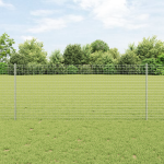 Gard Euro cu 10 Stâlpi Argintii 1x10 m Oțel GartenMobel Dekor
