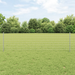 Gard Euro cu 22 Stâlpi Argintii 0,6x50 m Oțel GartenMobel Dekor