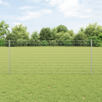 Gard Euro cu 22 Stâlpi Argintiu 1x25 m Oțel GartenMobel Dekor