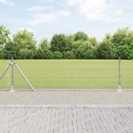 Gard din Oțel Sudat cu 13 Stâlpi Flanșați 0.5x50 m Oțel Galvanizat GartenMobel Dekor