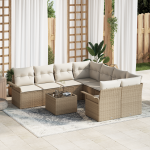 Set de Sofa de Grădină cu Pernuțe Bej din Ratan Poli GartenMobel Dekor