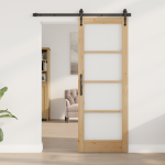 Ușă Interioară cu Sticlă "ORKDAL" 73,5x198,5x4 cm Lemn Masiv de Pin GartenMobel Dekor