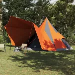 Cort de Familie Tipi Gri și Portocalie 12 Persoane Waterproof GartenMobel Dekor