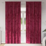 Draperii din catifea 2 piese cu inele Bordo 245x140 cm GartenMobel Dekor