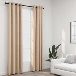 Draperii opace aspect in, cu ocheți, 2 buc., bej, 140 x 225 cm GartenMobel Dekor