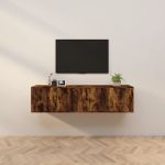 Dulapuri TV montate pe perete 2 buc stejar afumat, 80x34,5x40cm GartenMobel Dekor