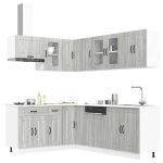Set de dulapuri de bucătărie 11 piese „Kalmar” lemn Sonoma gri GartenMobel Dekor