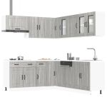 Set de dulapuri de bucătărie 11 piese „Kalmar” lemn Sonoma gri GartenMobel Dekor