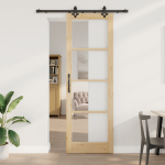 Ușă glisantă  cu set de accesorii 78x232 cm Lemn masiv de pin, Ușă interioară  cu sticlă "ORKDAL" 78x232x4 cm Lemn masiv de pin GartenMobel Dekor