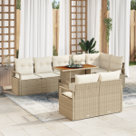 Set de Sofa de Grădină vitaXL 9 Piese cu Perne Bej din Ratan Poli, Sofa de Grădină vitaXL cu Spațiu de Stocare & Perne Bej din Ratan Poli GartenMobel Dekor