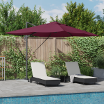 Parasol Cantilever Roma cu LED-uri Roșu Bordeaux 352x251x265 cm Aluminiu GartenMobel Dekor