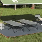 Pat lounge pliabil cu geantă de transport 2 buc Gri Țesătură Oxford 600D GartenMobel Dekor