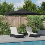 Umbrelă Cantilever Roma cu LED-uri Neagră 286x285x270 cm Aluminiu GartenMobel Dekor