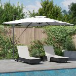 Umbrelă Cantilever Roma cu LED-uri Nisip 286x285x270 cm Aluminiu GartenMobel Dekor
