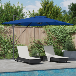 Umbrelă cantilever Roma cu LED-uri Albastru azur 286x285x270 cm Aluminiu GartenMobel Dekor