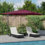Umbrelă cantilever Roma cu LED-uri Bordeaux roșie 286x285x270 cm Aluminiu GartenMobel Dekor