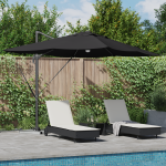 Umbrelă Cantilever Neagră Poliester, Oțel vopsit electrostatic Mare GartenMobel Dekor
