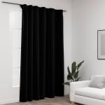 Draperii opace, aspect de in, negru, 290 x 245 cm, cu cârlige GartenMobel Dekor