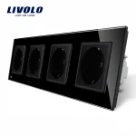 Priza cvadrupla Livolo cu rama din sticla SmartElectro IntelligentHouse