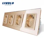 Priza cvadrupla Livolo cu rama din sticla SmartElectro IntelligentHouse