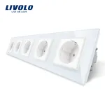 Priza cvintupla Livolo cu rama din sticla SmartElectro IntelligentHouse